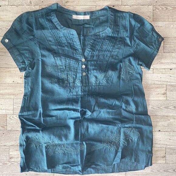 Charlotte Russe, Dusty Blue, Retro, Peasant Blouse - Picture 11 of 12